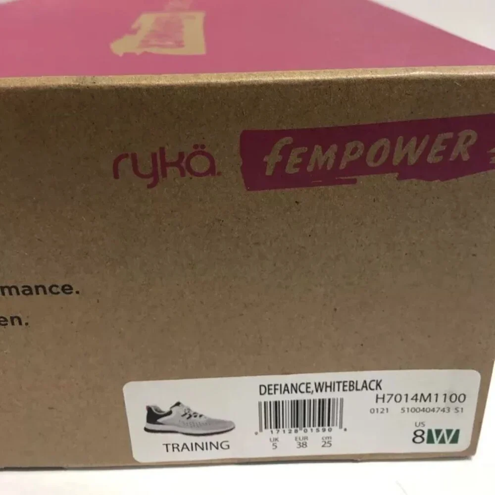 Ryka Women’s Defiance, White/Black Walking Shoes, Size 8Wide
